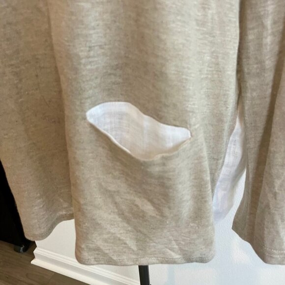 SARTORIAL SARACENA ANTHROPOLOGIE 100%LINEN BLOUSE SZ M TAN WHITE MADE IN ITALY - Picture 3 of 16